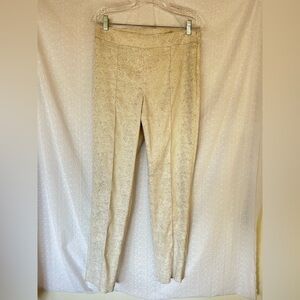 St. John Cream and Gold Metallic Emma Trouser Pants size 8